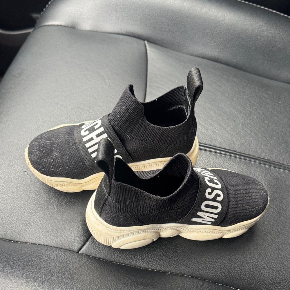 Moschino Kids Black and White Slip-On Sneakers shoes